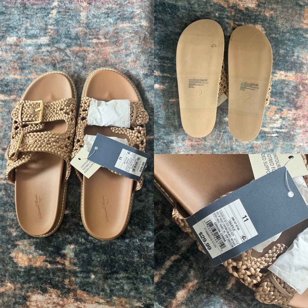 Universal Thread Tan Braided Buckle Slide Sandals 11 NWT